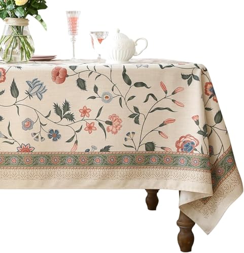 Image of ishro home Premium Dining Table Cover 6 Seater | Table Cover Cloth | Table Cloth 6 Seater - Soft European Fabric, Frill Design, Machine Washable | (Spring of Beauty, 56x90 Inch (6-8 Seater))