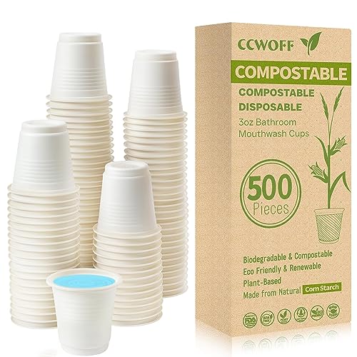 Image of 500P 3OZ Bathroom Cups for Bathroom Eco Friendly Biodegradable Compostable Cup Mini Small Disposable Mouthwash Cups for Bath Rinse for Drinking Washing Taster Cup