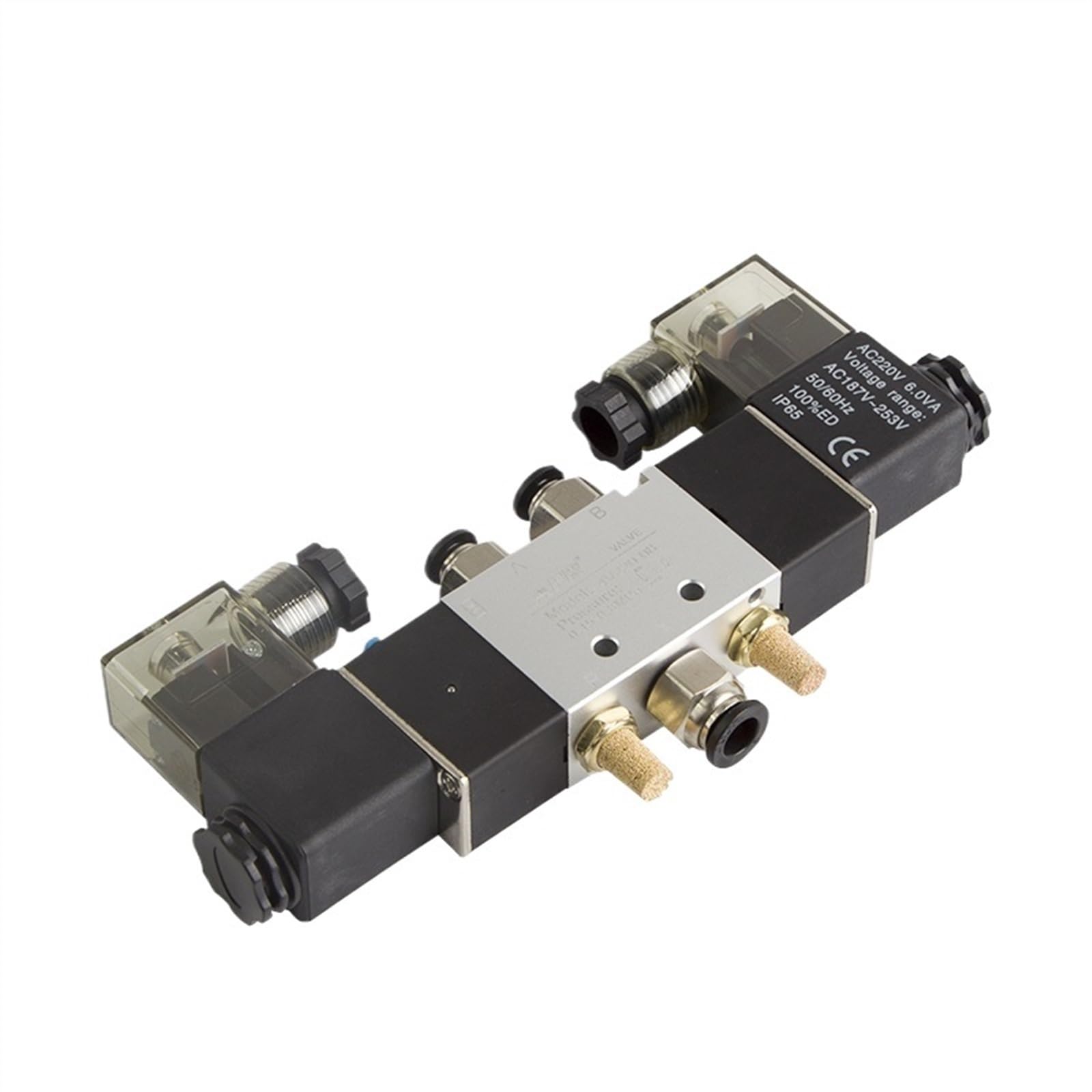 1 sztuka 4V120-06 4V420-15 4V320-10 Air pneumatyczny zawór elektromagnetyczny 5 Way 2 pozycja 1/4" stop aluminium wewnętrzny DC12V DC24V AC110V AC220V (4v420-15 Ac220)