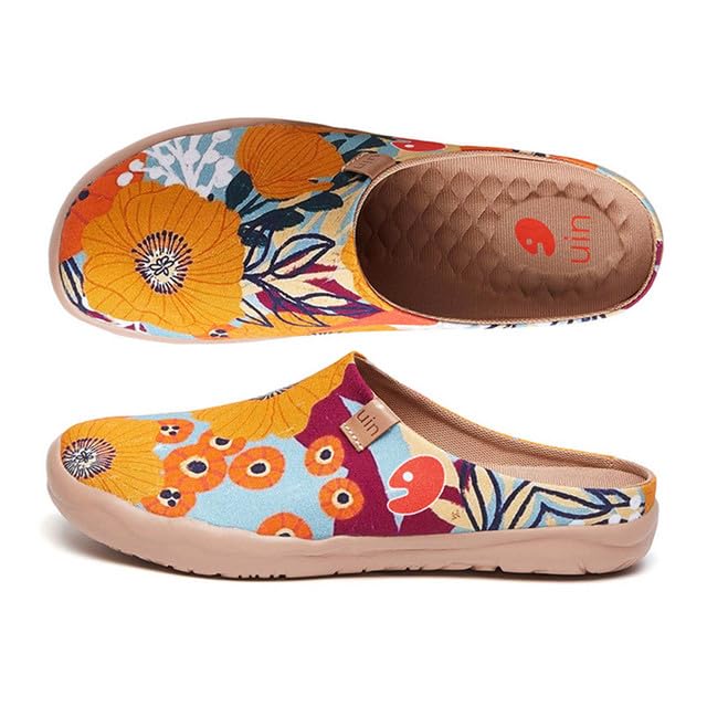 Image of UIN Slipper Woman Travel Art Painted Shoes Wide Toe Casual Home Slip On Mules Malaga
