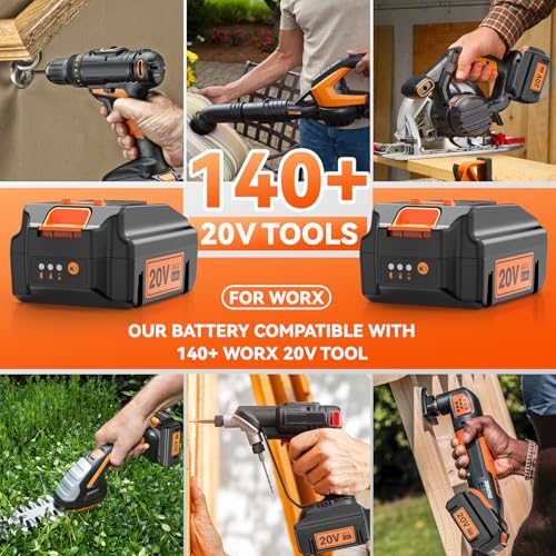 Image of Futurebatt 2 Pack 20V Battery Replacement for WORX PowerShare 20V Lithium ion Battery 6.0Ah WA3520 WA3525 WA3575 Compatible with Cordless Power Tools WG151s WG155s WG251s WG255s WG540s WG545s WG890