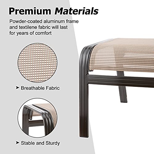 Deguifei D2 Outdoor Patio Footstools Aluminum Outdoor Ottomans Footrest Small Seating Wicker Furniture Patio Ottoman 2 Pieces Brown thumb #3