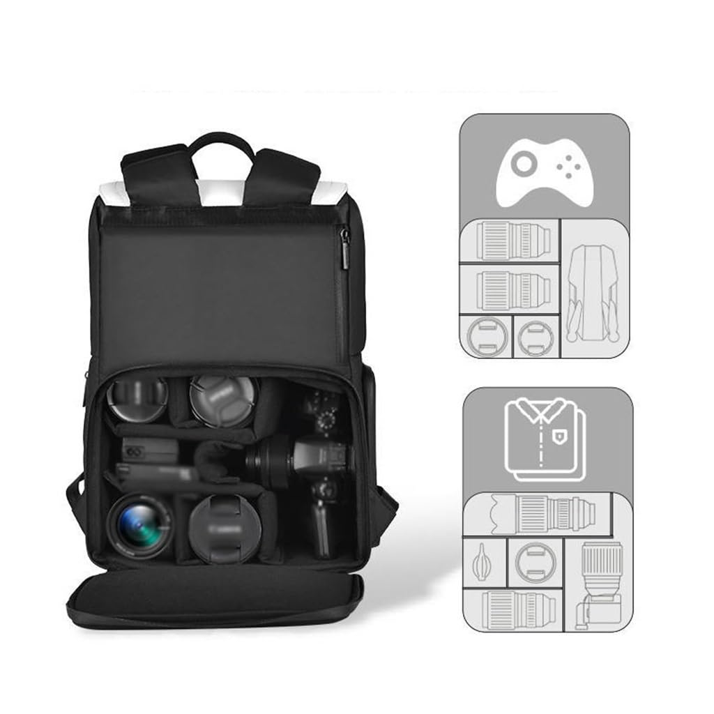 Bolsa for cámara SLR Doble Hombro Mochila for cámara de Gran Capacidad Mochila for fotografía Universal Ocio al Aire Libre(Blue,White)