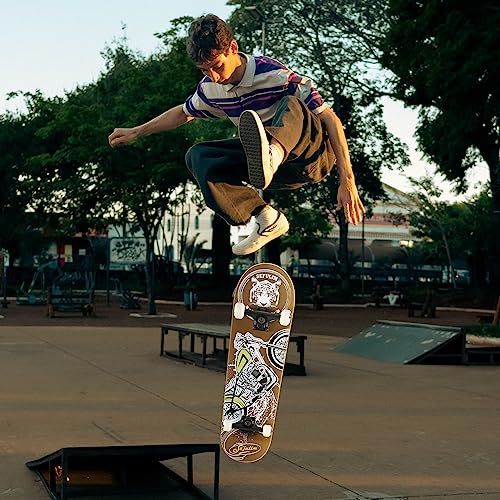 Image of 31 inchx8 inch Complete Skateboard Skull Skateboard for Extreme Sports and Outdoorsfor .Skateboards for Beginners &Pro