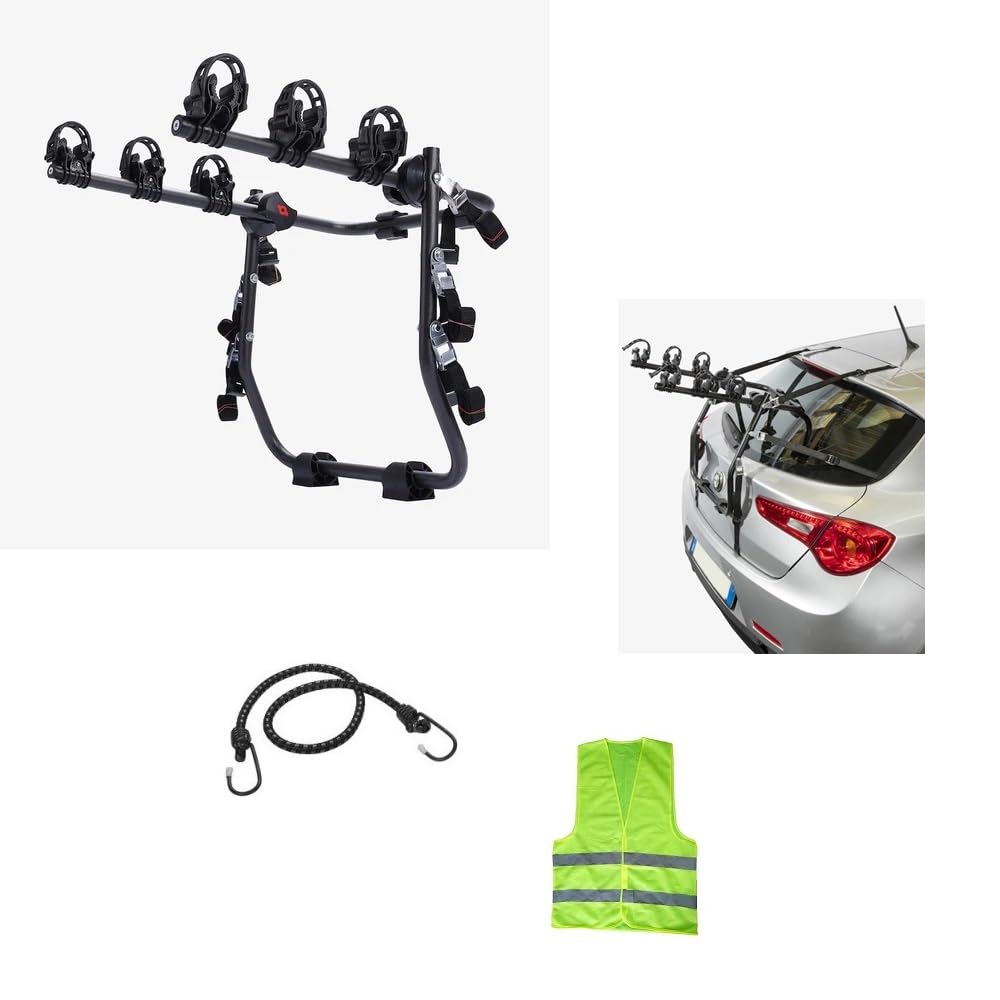 Compatible con Audi A4 (B6/8E/8H) 4P AÑO 00 al 04 Cubre Faros y matrícula Soporte DE Bicicleta Trasero para PORTON DE Coche para 3 Bicicletas PORTABICICLETAS Ajustable Carga MÁXIMA 45KG