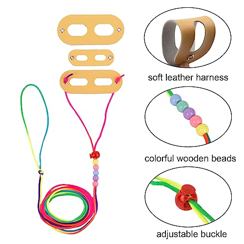Image of ADOGGYGO Bearded Dragon Leash Harness - Adjustable Colorful Leather Reptile Lizard Harness Leash for Bearded Dragon Lizard Reptiles and Other Small Animals (Yellow)