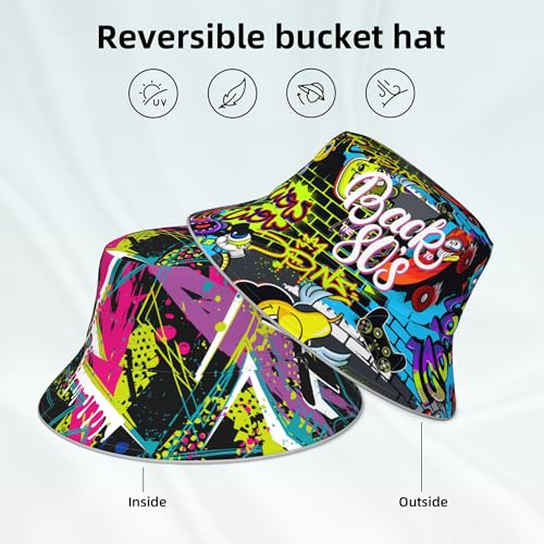 Image of Bucket Hat Beach Summer Sun Hat Reversible Fisherman Hats Double Sided Wearing for Women Men Boys Girls
