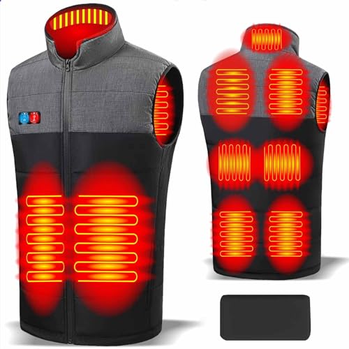 Panngu Chaleco Calefactable con Batería L, Eléctrico Chaqueta Térmico, Ropa calefactable Hombre y Mujer para Moto Senderismo Caza Esquí Camping