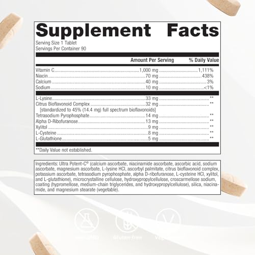 Image of Metagenics Ultra Potent-C 1000 - Buffered Vitamin C Supplement with Antioxidant Support - Supports Immune Health, Collagen Formation & Stomach Comfort - Non-GMO & Gluten-Free - 90 Tablets (Pack of 2)