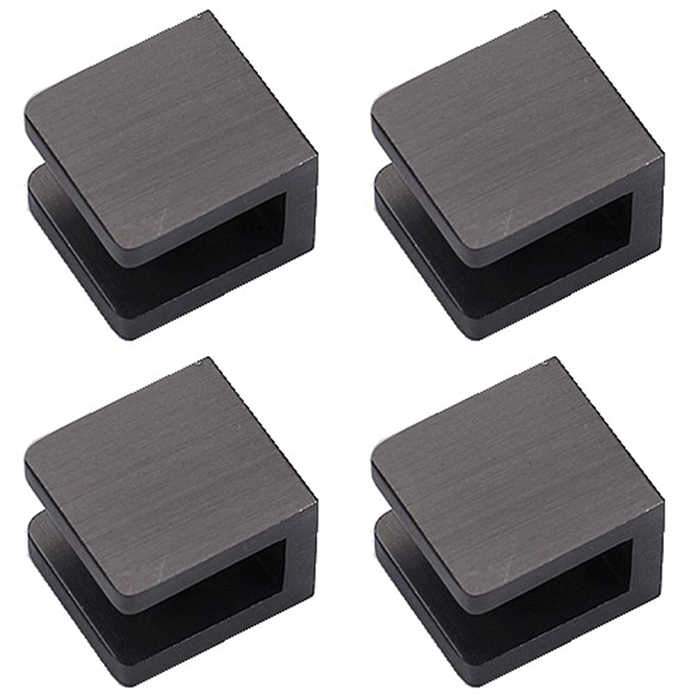 LukLoy Pack of 4 Black Clamp Glass Holder Shelf Bracket Clip Support (8-10mm Glass)