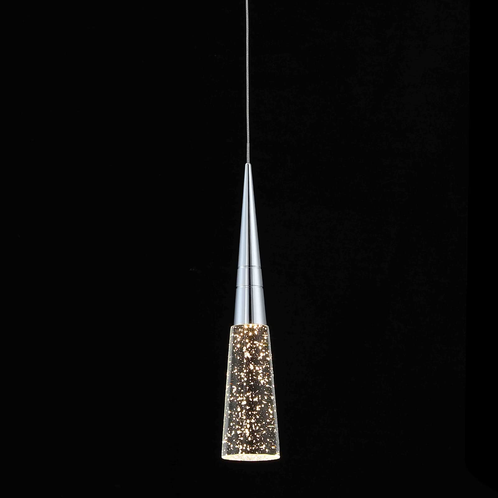JoollySun Modern Crystal Pendant Light: Chrome Mini Cone Ceiling Hanging Lights for Kitchen Island Bathroom