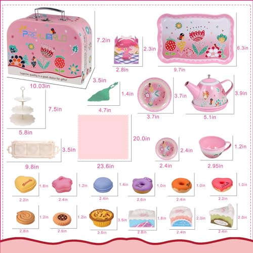Pre-World 9798-8A Tea Party Set For Little Girls,Pre-World Princess Tea Time Toy Including Dessert,Cookies,Doughnut,Teapot Tray Cake thumb #5