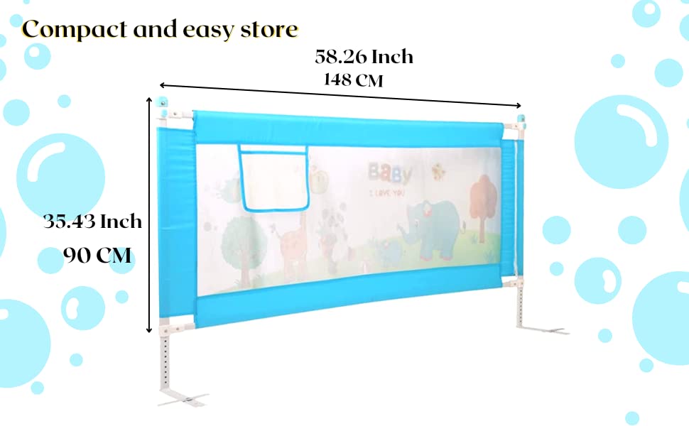 Image of VIC Kid Bed Rail Guard for Baby /Kids Safety, 148cm x90cm, Portable & Foldable, Baby Safety Essential, Adjustable Height (1.5M, Baby 143)