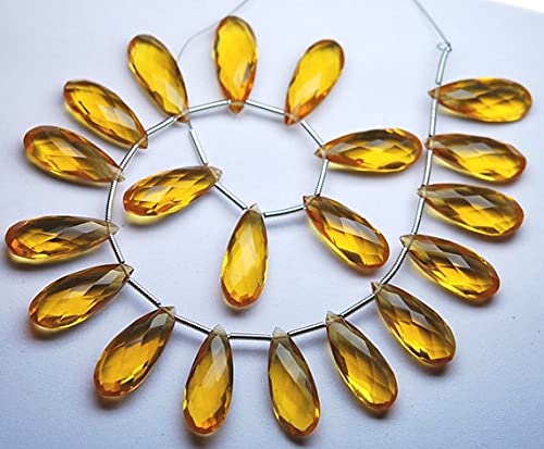 Quartz citrine briolette poire 8x20mm, perles de quartz facettées pour fabrication de bijoux DIY