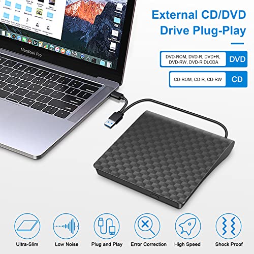 External Cd Dvd Player For Laptop Usb 3.0 Type-C Cd Drive Ultra Slim Portable Cd Dvd +/-Rw Optical Drive Cd Rom Rewriter Burner Reader Compatible With Laptop Desktop Pc Windows Macbook Linux Mac Os #TOP1