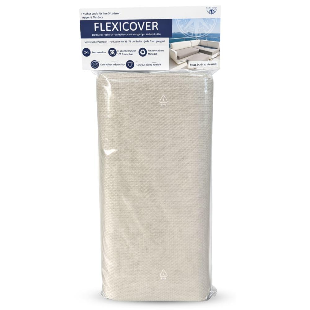 FlexiCover Polsterschlauch – Nahtloser Polsterüberzug für Sitz und Rückenpolster 5 m – elastischer Schlauchstoff für Polster – Bootszubehör