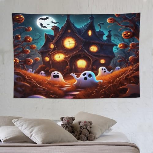 Tapisserie fantôme d'Halloween en tissu de haute densité drapé mural haut de gamme PAZZK