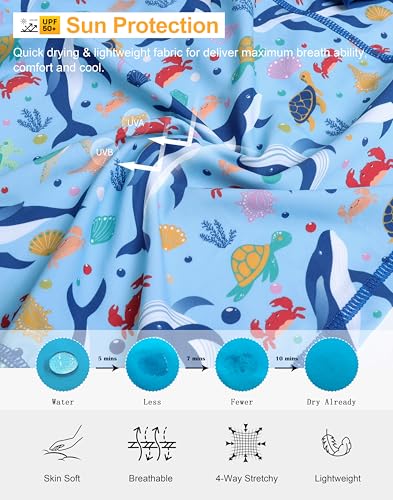 Image of Toddler Boys Swim Shirts Rash Guard Long Sleeve UPF 50+ Sun Protection