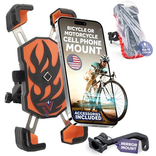 Image of Terminal Velocity Sport - Motorcycle Phone Mount - Bike Cell Phone Holder - Bike Phone Mount, for iPhone & Android - Fits Harley Davidson, eBike, ATV, Bicycle - Incl. Mirror & Rain-Cover