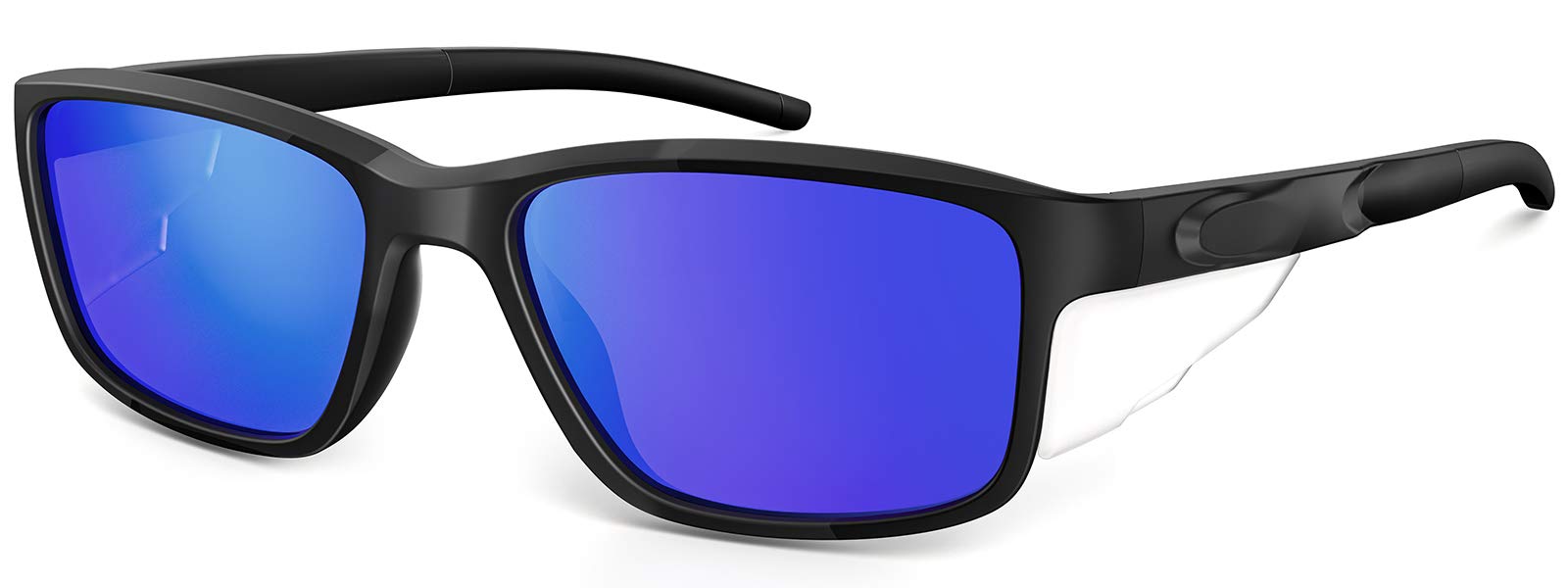 CAXMANMens Sunglasses Polarized w/Side Shields Rectangular Sports Sunglasses 100% UV Protection