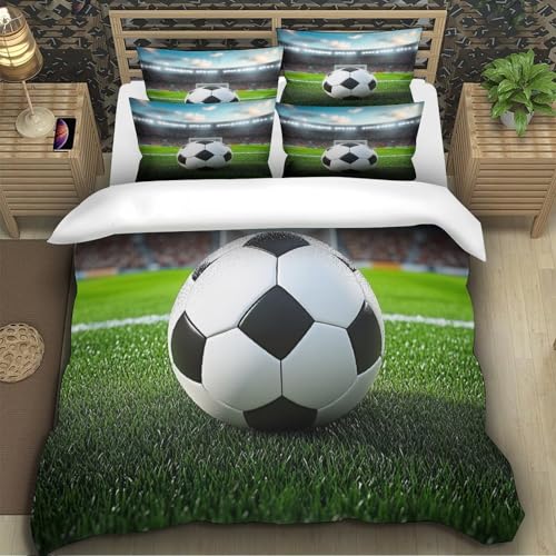 Housse de couette foot 200x200 microfibre avec motif scene de stade