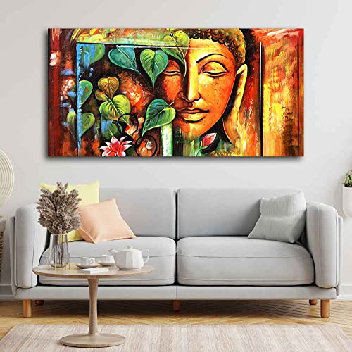 Image of VIBECRAFTS Canvas Paintings for Living Room Drawing Room Divine Gautam Buddha Face Canvas Wall Painting Fitted With Wooden Frame For Home | Office | Living Room | Gift (PTVCH 2493)