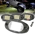 Winunite 4 Pods White Rock Lights 6000K Pure White UnderGlow Light with Extension Wires, IP67 Waterproof for Trailer Off Road Trucks Sedans SUV ATV UTV Boats