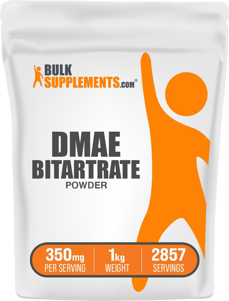 BulkSupplements.com DMAE Bitartrate Powder - Dimethylaminoethanol Bitartrate, DMAE Supplement - Unflavored & Gluten Free, 350mg per Serving, 1kg (2.2 lbs) (Pack of 1)