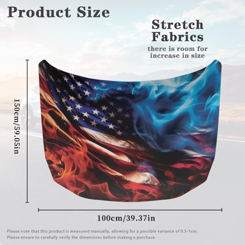 Image of Car Hood Cover Elastic Polyester Car Hood Cover Waterproof Automotive Accessories Suitable Most Automotive Sedans Trucks Pickup Sports Cars (American Flag Design)