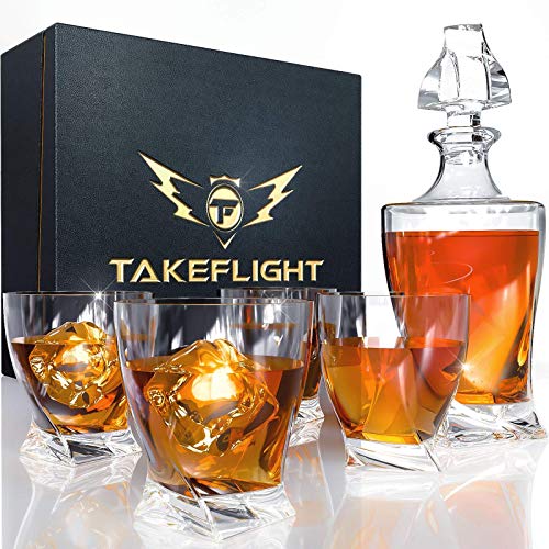 Whiskey Decanter Set With Whiskey Glasses - Whisky Gifts For Men | Whiskey Glass Set For Bourbon Or Scotch | Valentines Gifts For Men, Father's Day Gift #TOP5