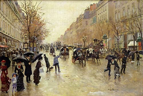 Pintura de lienzo Jean Beraud cuadro arte de pared de Paris Boulevard Poissonniere 60x90cm