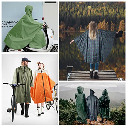 LAMA Mode Regenponcho Unisex Regenmantel Atmungsaktiv Regencape Leicht Regenjacke Regenschutzbekleidung Raincoat als Picknickdecke Sonnensegel für Herren Damen Wandern Camping Reisen, Grün kariert