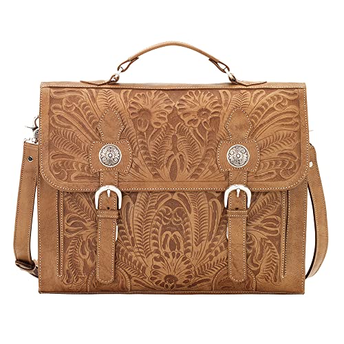 American West Leather Briefcase Stagecoach Collection - 100% Genuine Leather