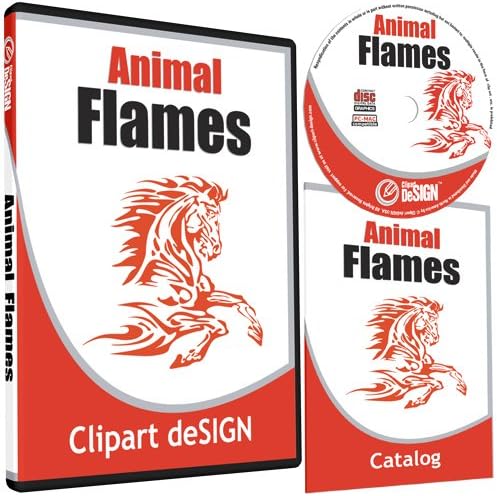 Animal Flames Clipart-Animal Vinyl Cutter Plotter Clip Art Graphics-Digital Sign Design Images-EPS Vector Art Software CD-ROM