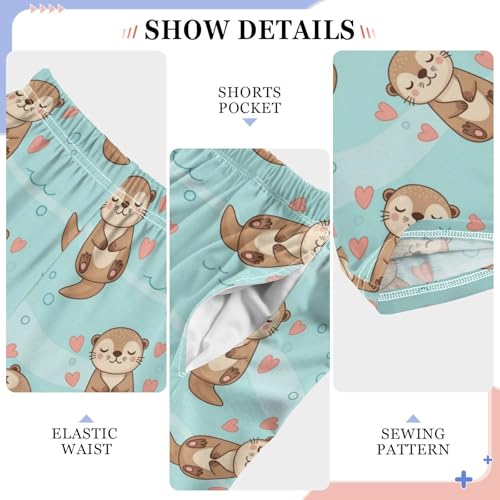 J JOYSAY Cartoon Otter Heart Pajamas Pants Soft Long Pajama Bottoms Lounge Sleep Pants Size S-XL4