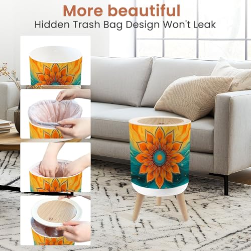 Caneca de basura pequeña con tapa diseño boho 1.8 galones miniatura 6