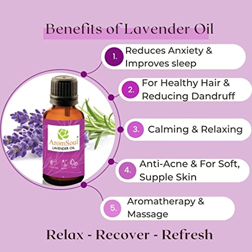 Image of Premium Lavender Essential Oil 100 ml - 100% Pure & Natural Therapeutic Grade For Relaxation, Sleep, Aromatherapy, Hair Growth & Skin Care