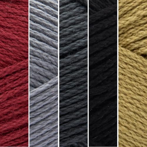 Image of Lion Brand Yarn, 24 /7 Cotton Mercerized Lightweight Yarn for Knitting, Crochet, and Crafts, Pocket Square, 5 Pack, Multicolor Pack of Natural Fiber for Breathable Tops, Durable Bags, and Dish Cloths