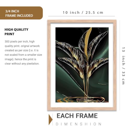 Image of kotart Decorative Nature inspired Wall Art Home Decor Painting | Aesthetic Poster With Frame For Living Room Bed Room Hotel Wall Decor Digital Reprint Set of 3 (10X13 inch)