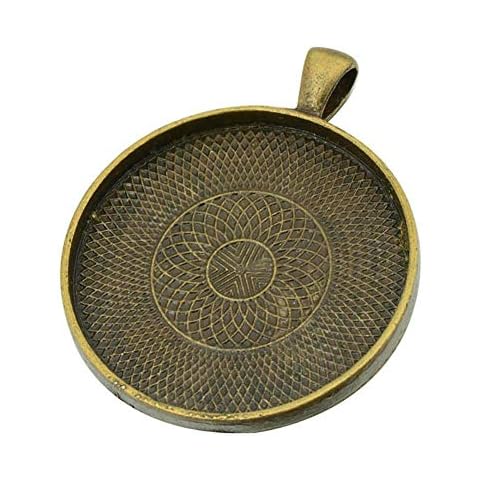 AKOAK 20 Pieces 35mm Diameter Antique Bronze Round Pendant Trays Pendant Blanks Cameo Bezel Cabochon Settings for Photo Charm or Cabochon Cover
