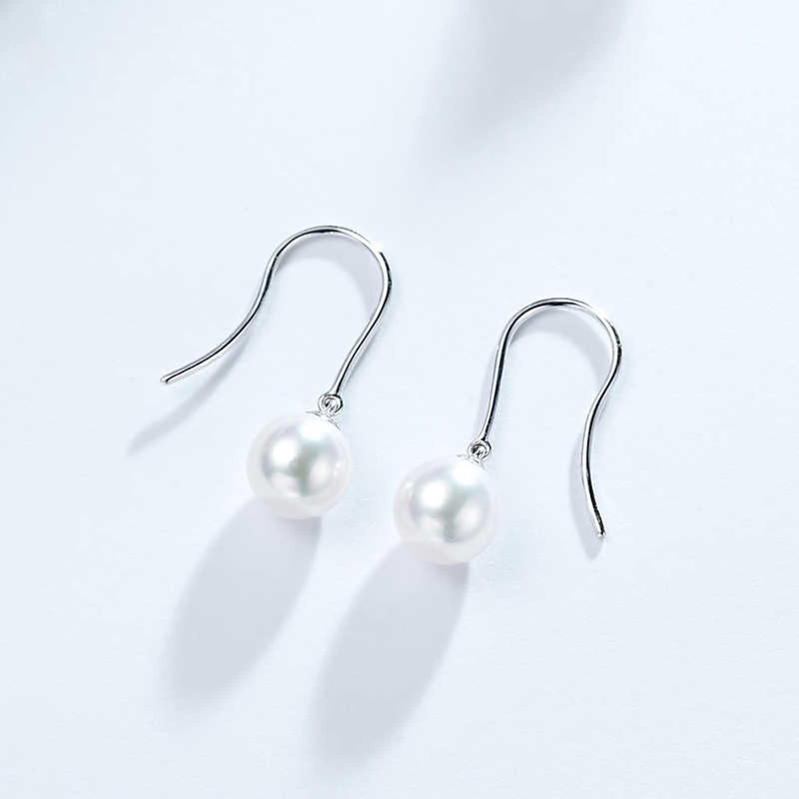 Kolczyki damskie 9K / 14K / 18 Kt 750 Białe złoto, 7,5-8 mm Perła 0,05-8 mm Diament, Kolczyki damskie Srebrne