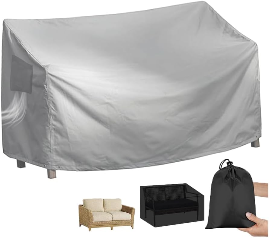 Outdoor Bench Cover for 1/2/3/4 Seat Aluminum Sofa,Patio Sofa Covers Waterproof for Seating Loveseat Couch Cover with Air Vent for Loveseat/Glider/Sofa/Furniture,Silver,74.8x26x35in