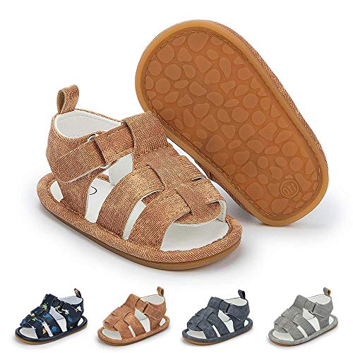 Meckior Baby Infant Boy Girl Sandals Newborn Non-Slip Soft Rubber Sole Sandals for Baby Boys Open-Toe Outdoor Casual Summer First Walkers Shoes