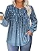 IN'VOLAND Plus Size Tops for Women Long Sleeve Boho Shirts 3X Crew Neck Floral Flowy Babydoll Top Loose Casual Tunic Blouse