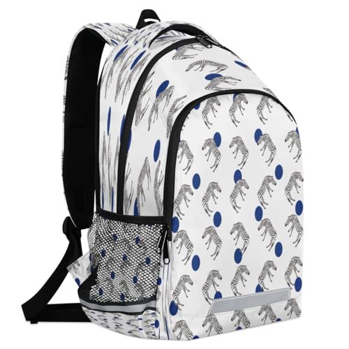Cute Abstract Zebras Dots Backpack with Chest Strap Reflective Lightweight Travel Hiking Backpack for Men Women Waterproof Daypack Back Pack for Commute Camping