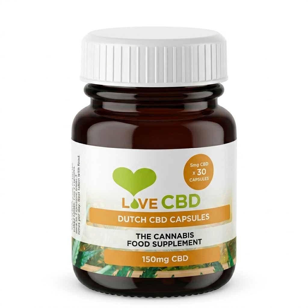Love CBD Capsules - 150mg Broad Spectrum - Vegan Friendly - 30 Capsules - UK Made