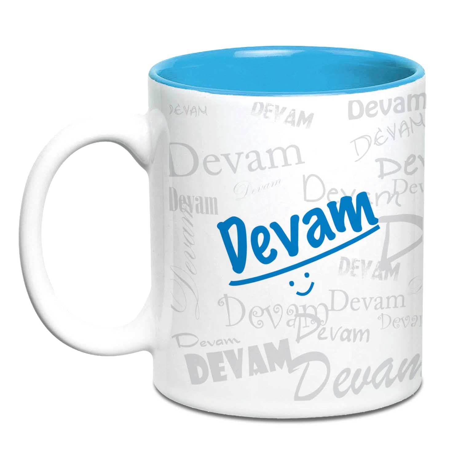 Hot Muggs Me Graffiti Mug - Devam Personalised Name Ceramic, 315ml, 1 Unit