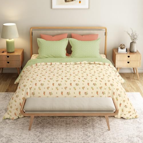 Image of Mytrident Bedsheet for Double Bed Queen Size |90 Inches x 100 Inches | Little Bloom Yellow