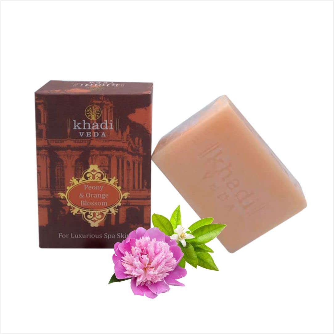 khadi VEDA Peony & Orange Blossom Bathing Soap Bar 100gm