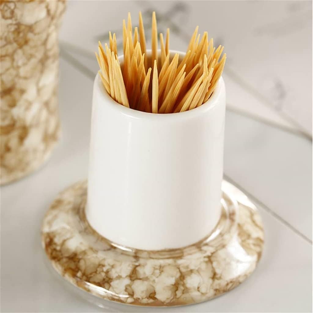 Ceramic Toothpick Holder with lid Cotton Swab Storage Box Tableware Accessories (C 5.5x11cm)
